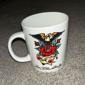 Ed Hardy 2008 Love Kills Slowly Mug roses eagle skull Y2K 2000’s
